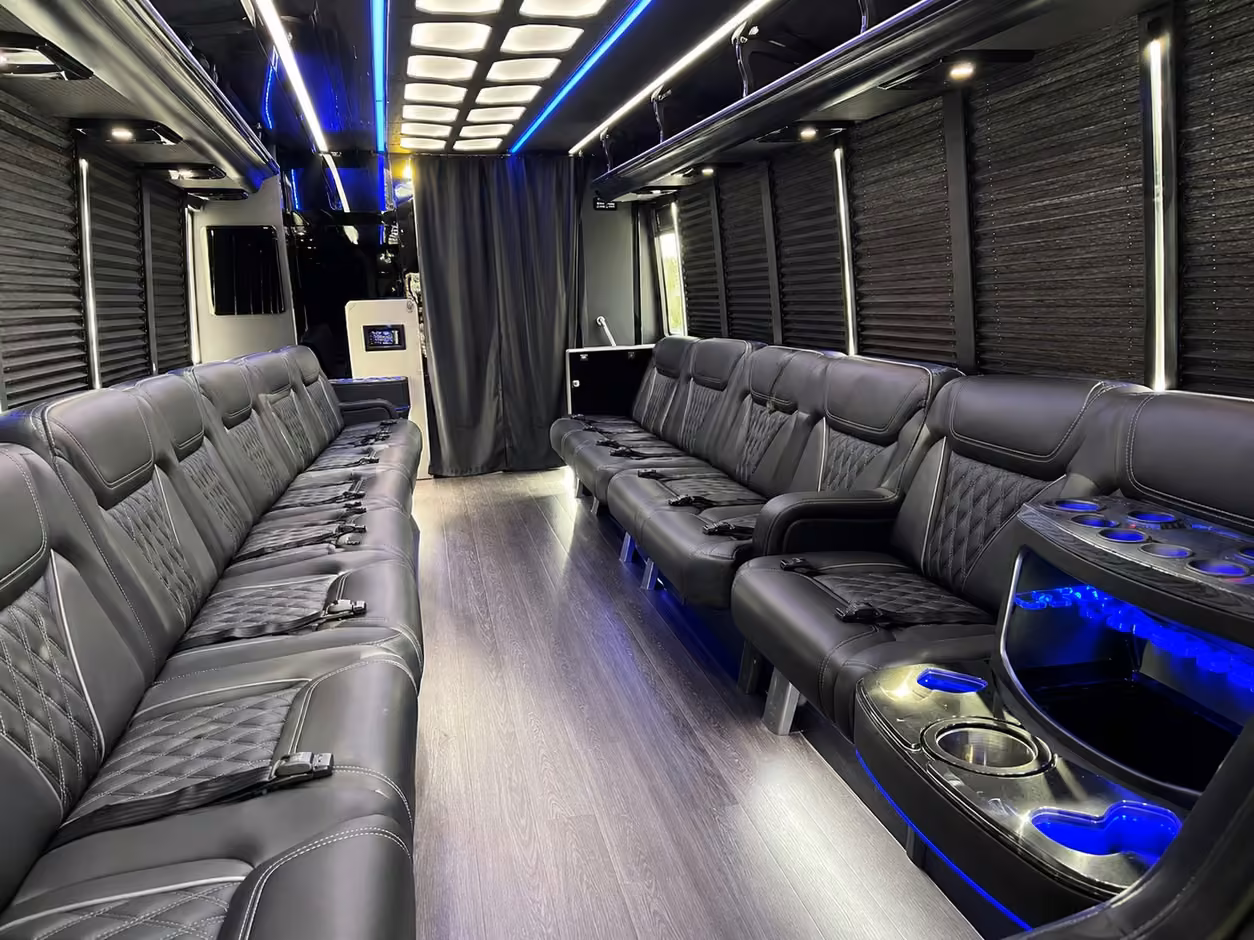15 passenger party bus inside