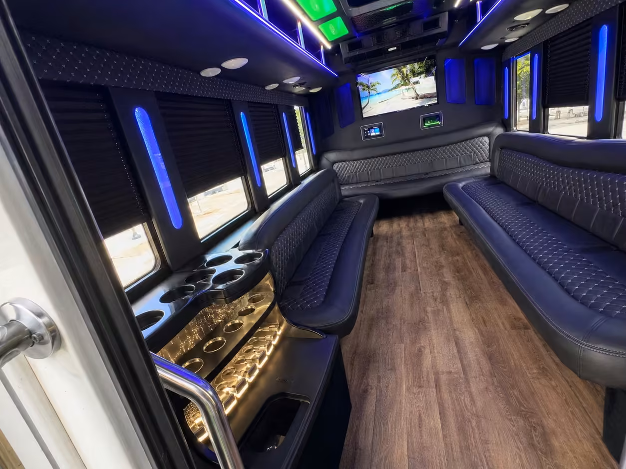 25 passenger party bus interior