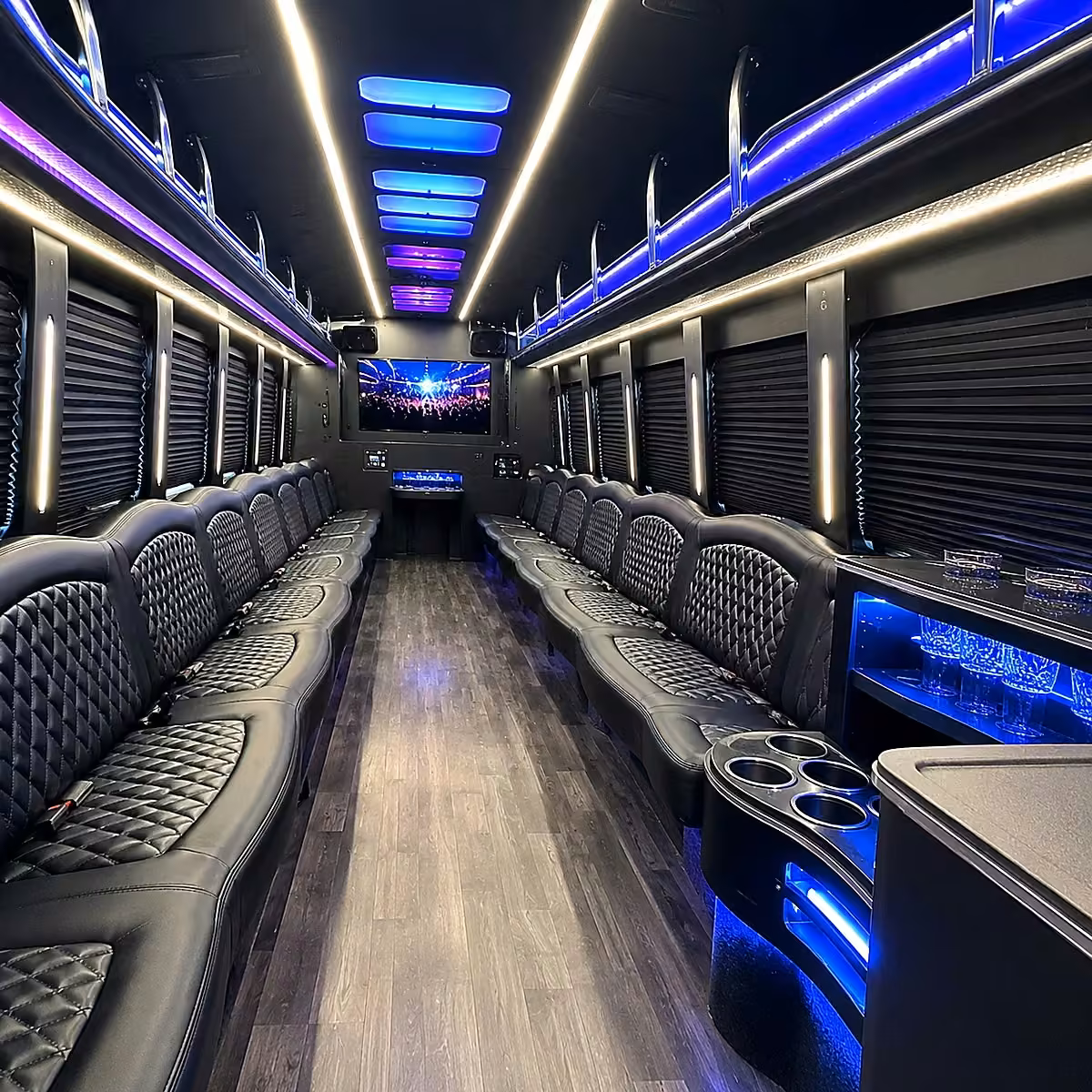 40 passenger party bus inside