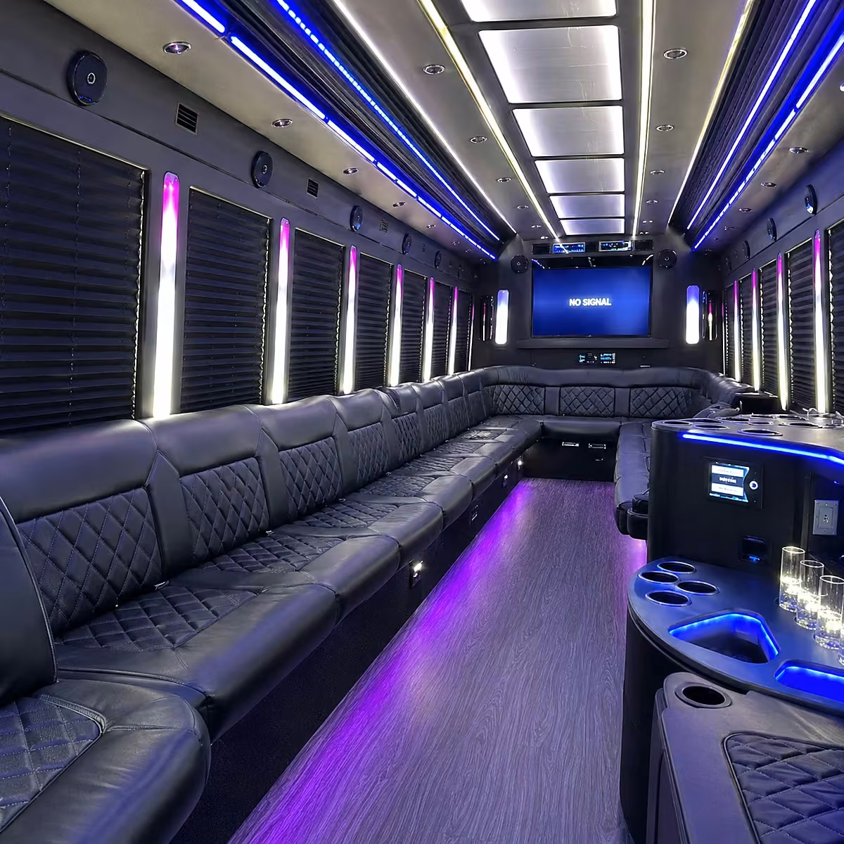 40 passenger party bus interior