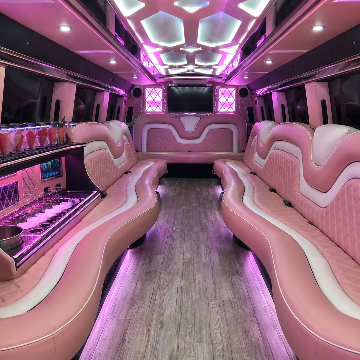 pink limo inside