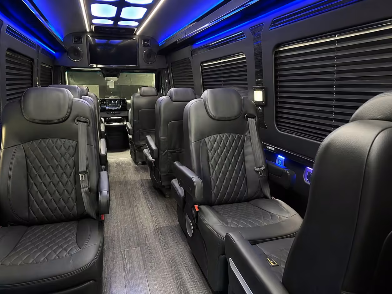 sprinter van rental with driver inside